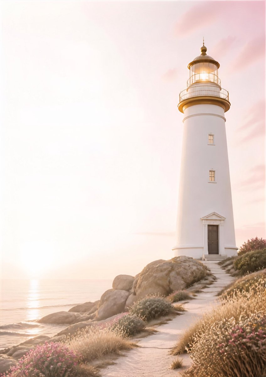 Leuchtturm am Meer bei Sonnenuntergang